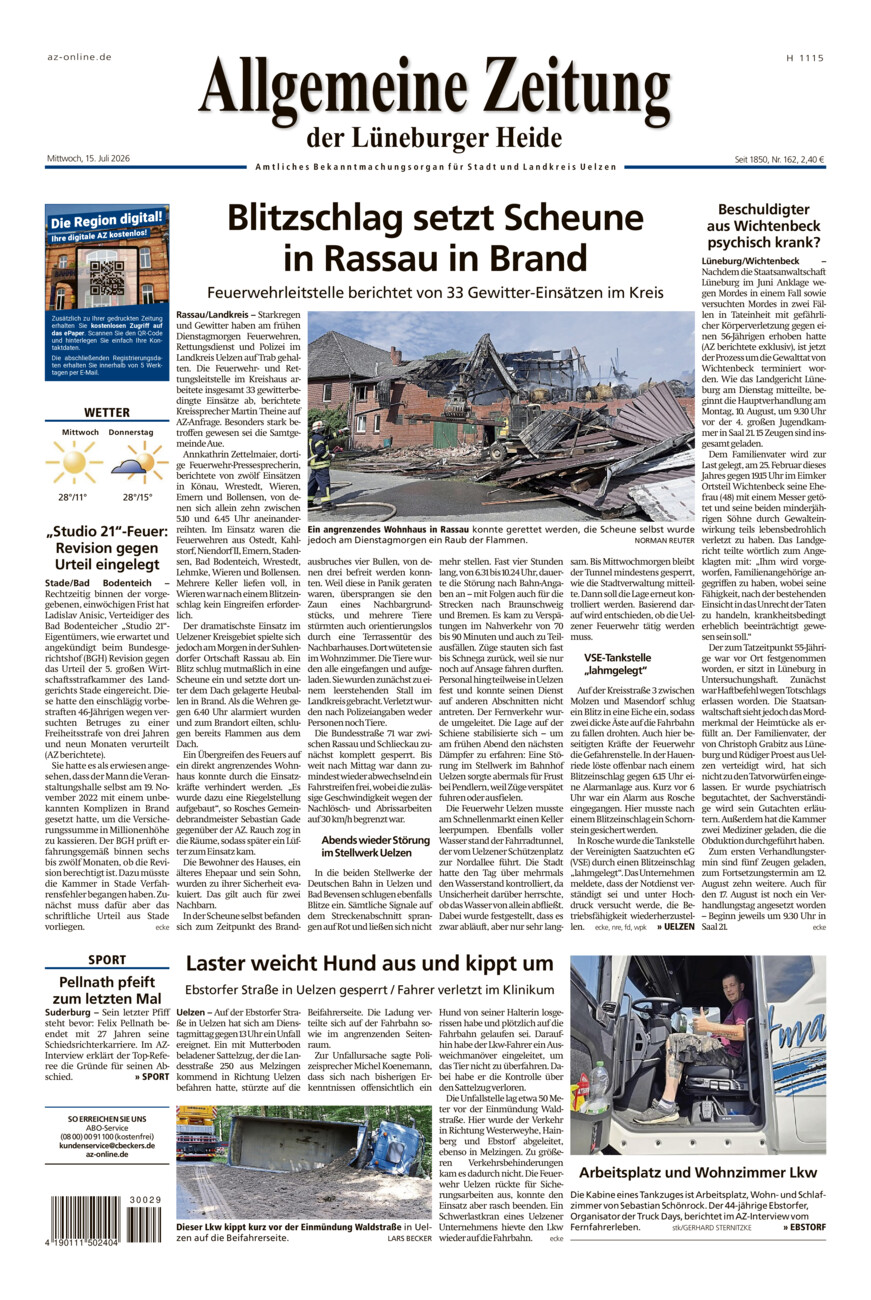 Allgemeine Zeitung vom Mittwoch, 15.07.2026