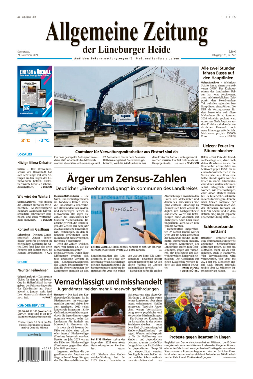 Allgemeine Zeitung vom Donnerstag, 21.11.2024