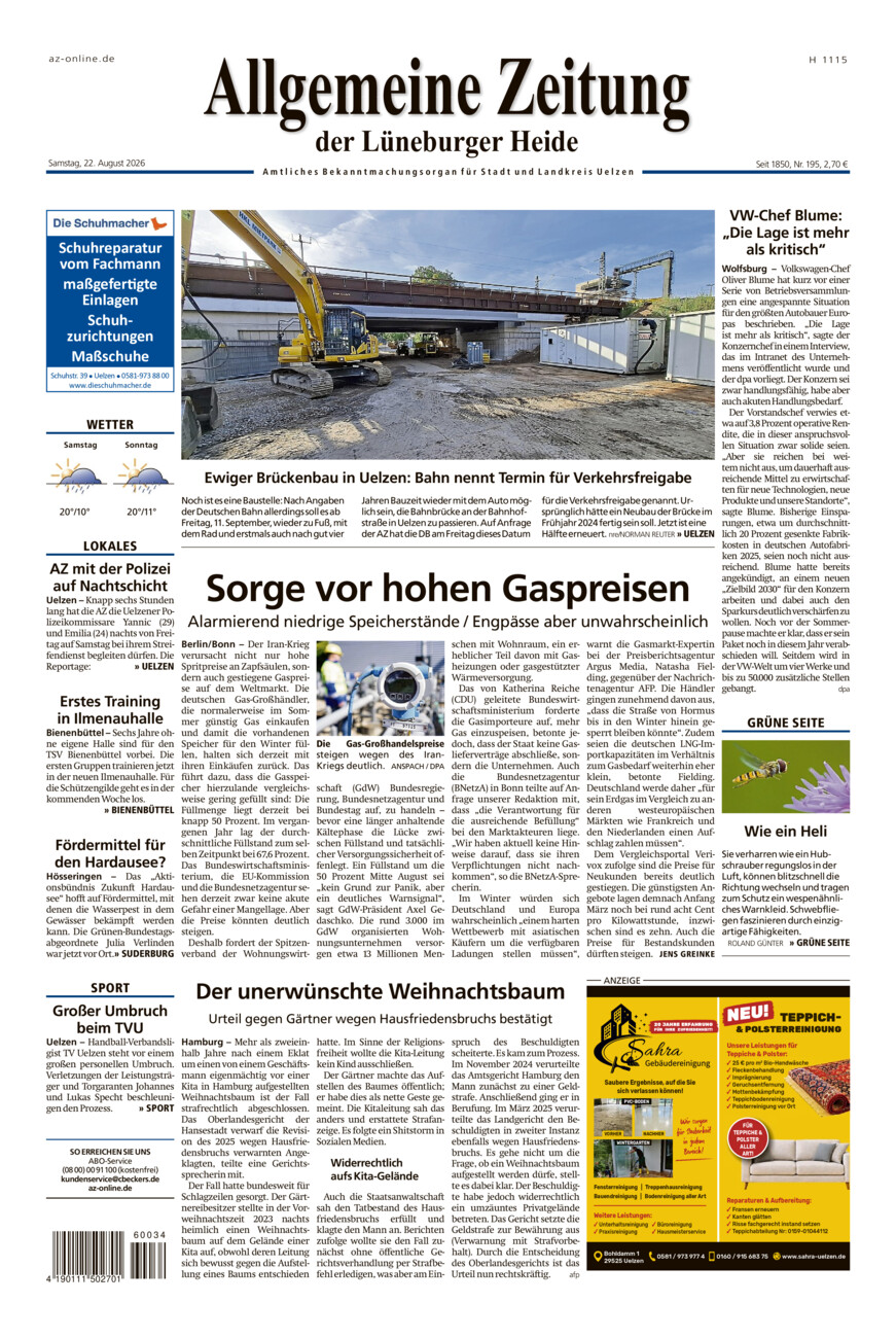 Allgemeine Zeitung vom Samstag, 22.08.2026