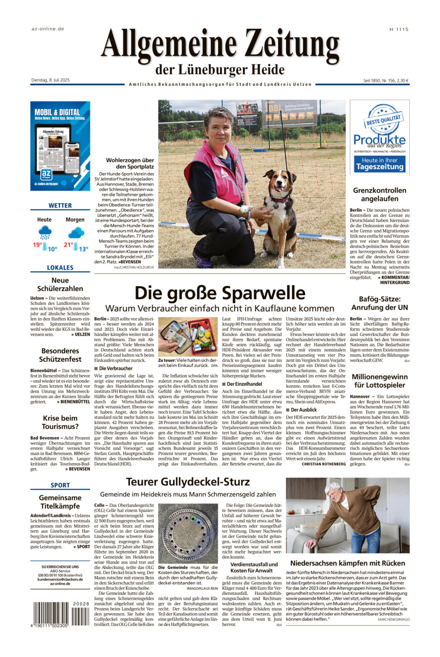 Allgemeine Zeitung vom Dienstag, 08.07.2025