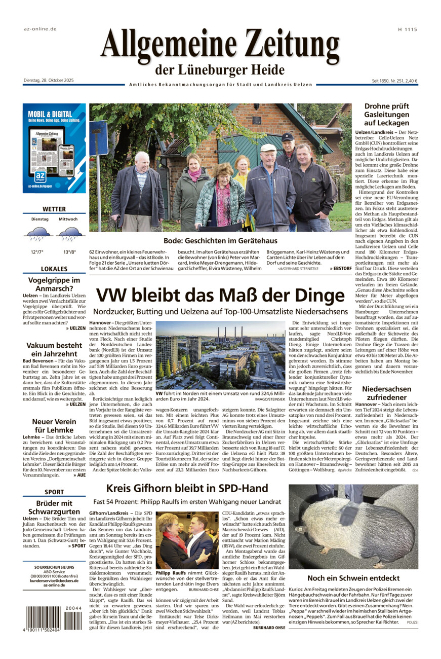 Allgemeine Zeitung vom Dienstag, 28.10.2025
