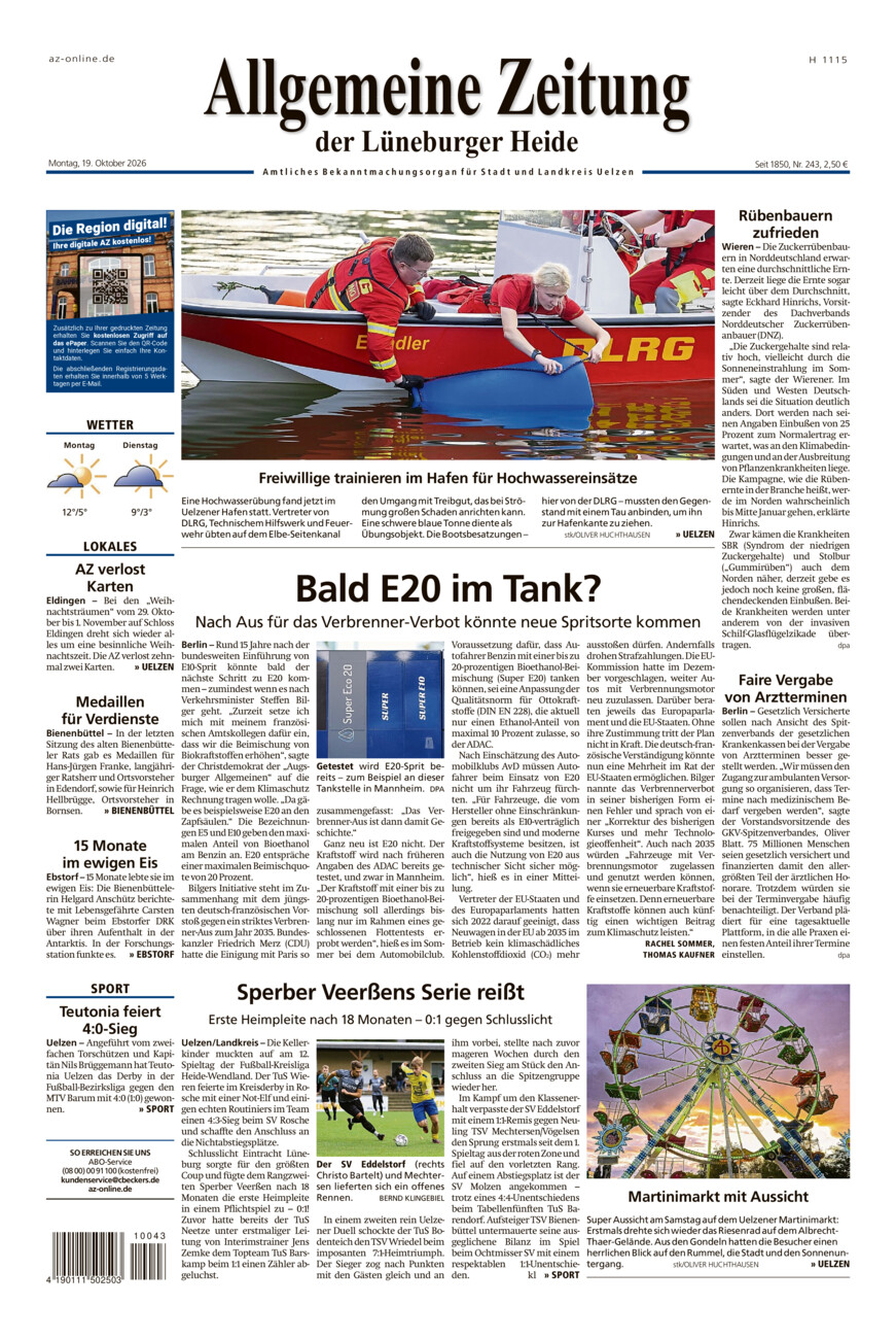 Allgemeine Zeitung vom Montag, 19.10.2026