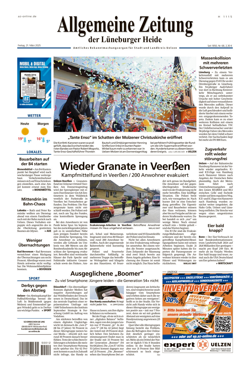 Allgemeine Zeitung vom Freitag, 21.03.2025