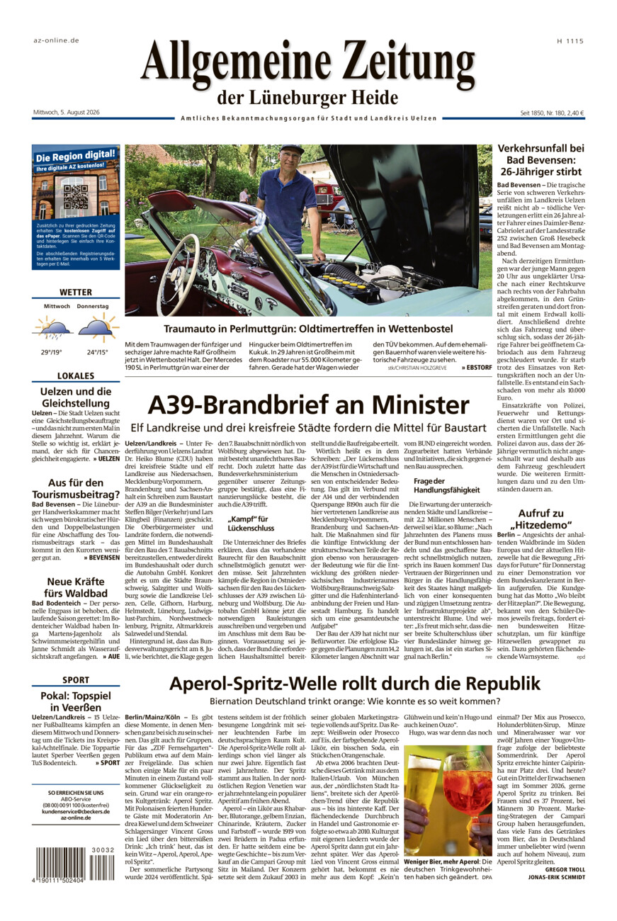 Allgemeine Zeitung vom Mittwoch, 05.08.2026