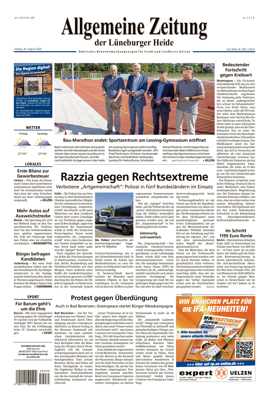 Allgemeine Zeitung vom Freitag, 28.08.2026