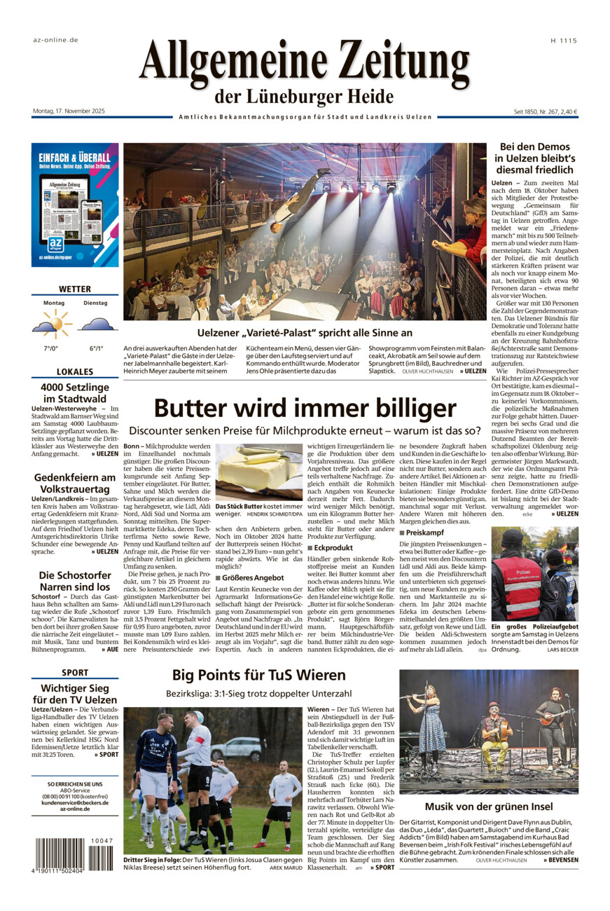 Allgemeine Zeitung vom Montag, 17.11.2025