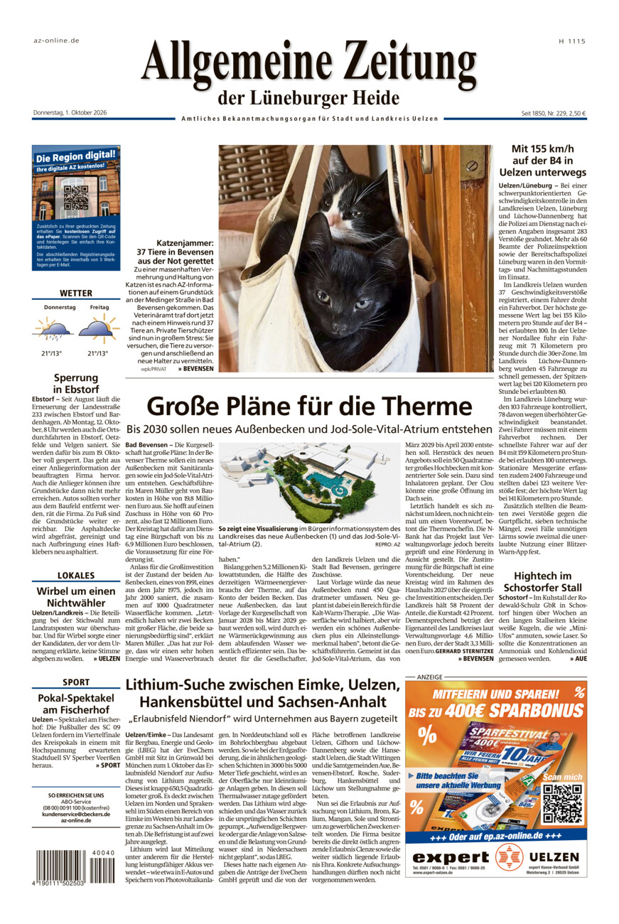 Allgemeine Zeitung vom Donnerstag, 01.10.2026