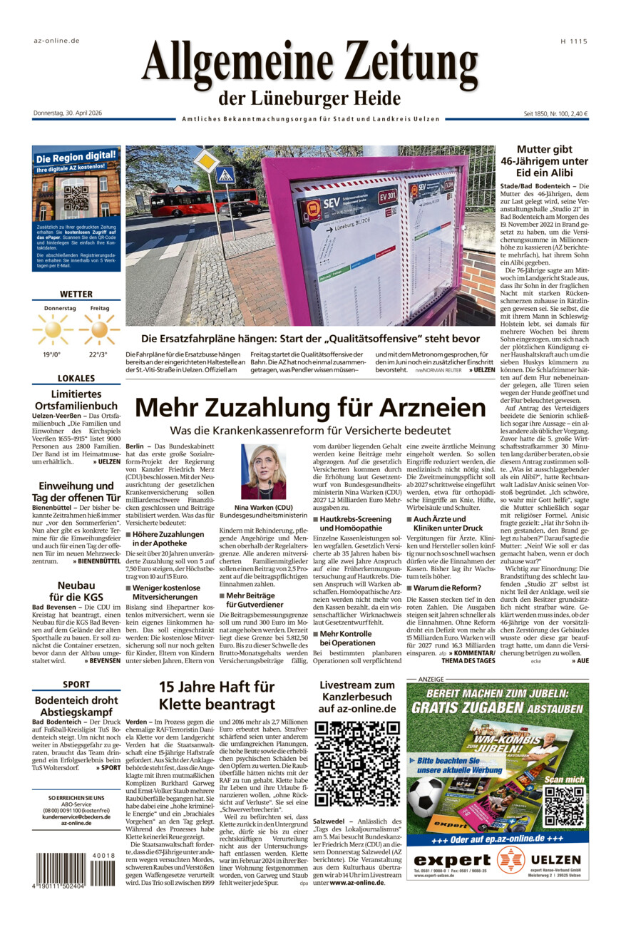 Allgemeine Zeitung vom Donnerstag, 30.04.2026