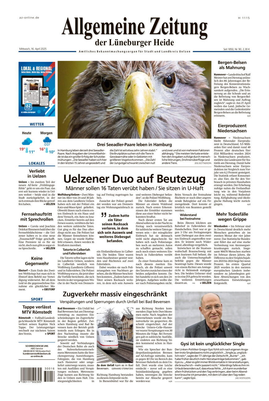 Allgemeine Zeitung vom Mittwoch, 16.04.2025