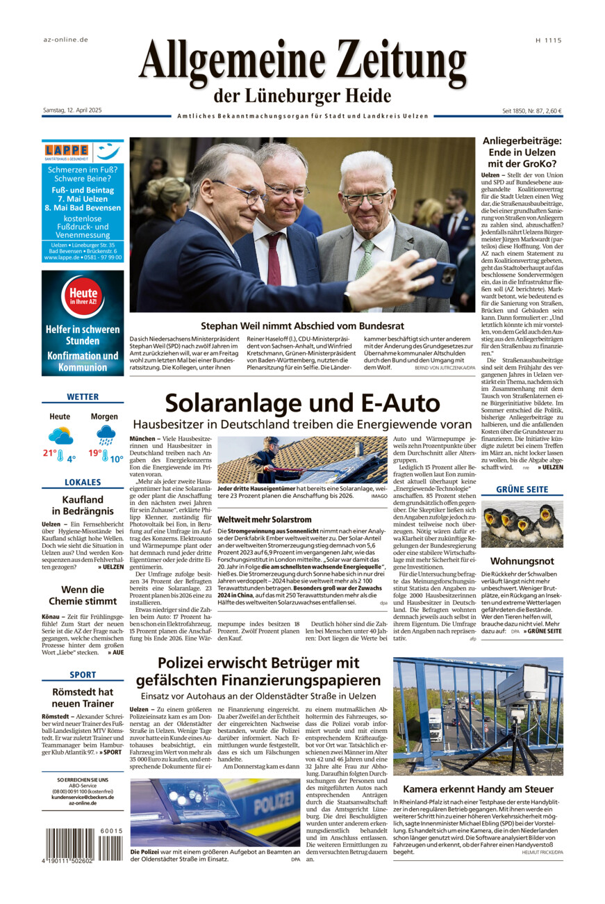 Allgemeine Zeitung vom Samstag, 12.04.2025