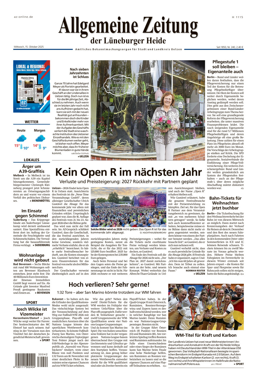 Allgemeine Zeitung vom Mittwoch, 15.10.2025