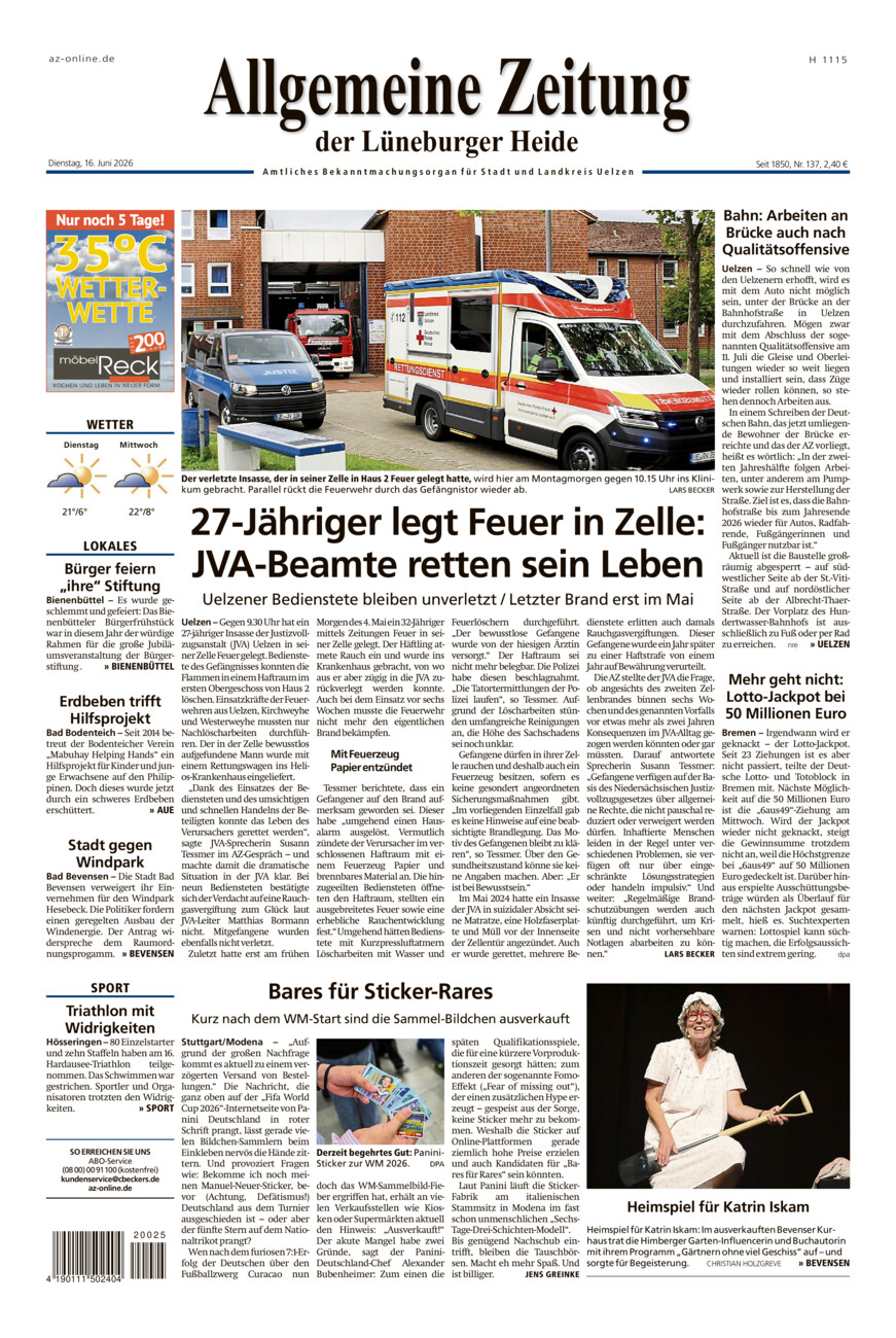 Allgemeine Zeitung vom Dienstag, 16.06.2026