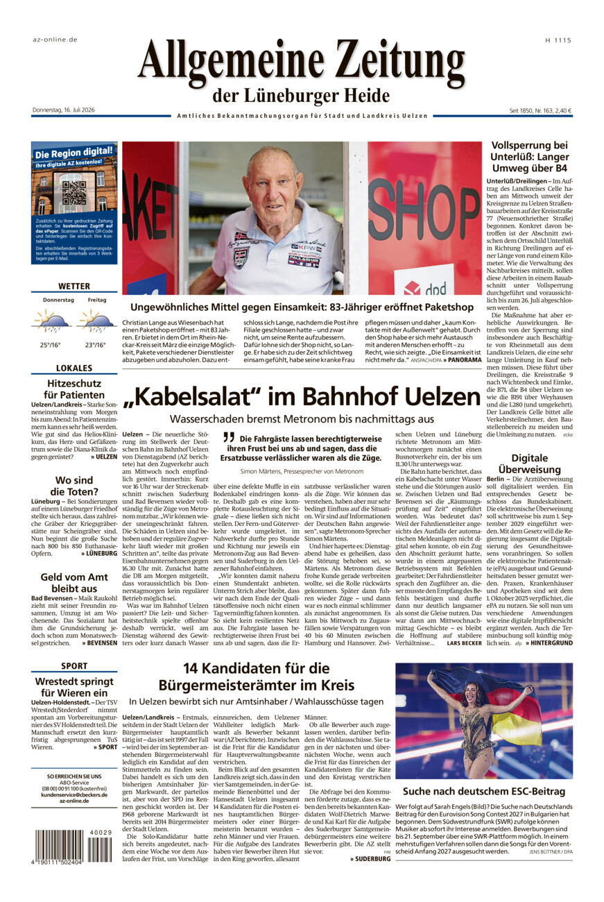 Allgemeine Zeitung vom Donnerstag, 16.07.2026