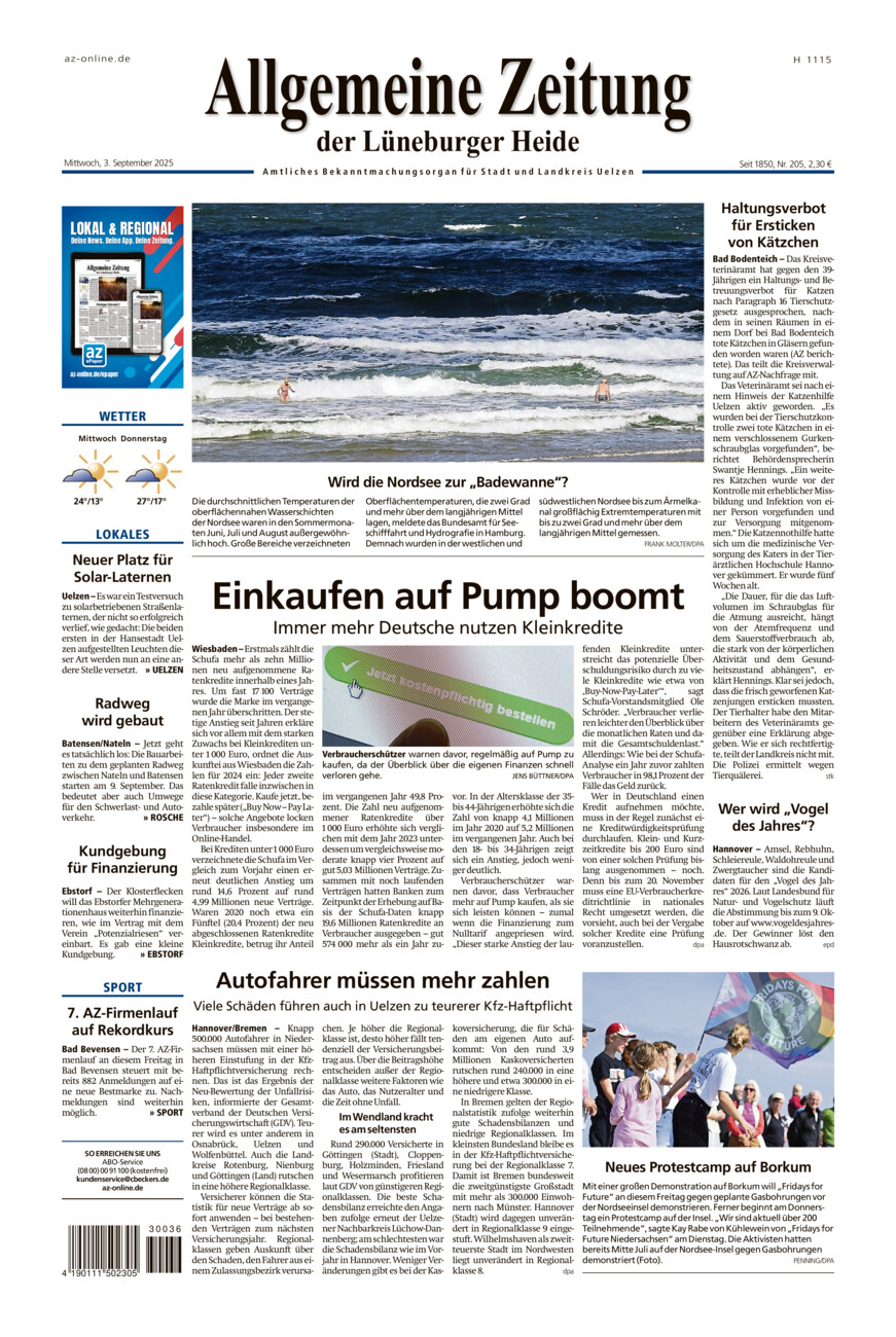 Allgemeine Zeitung vom Mittwoch, 03.09.2025
