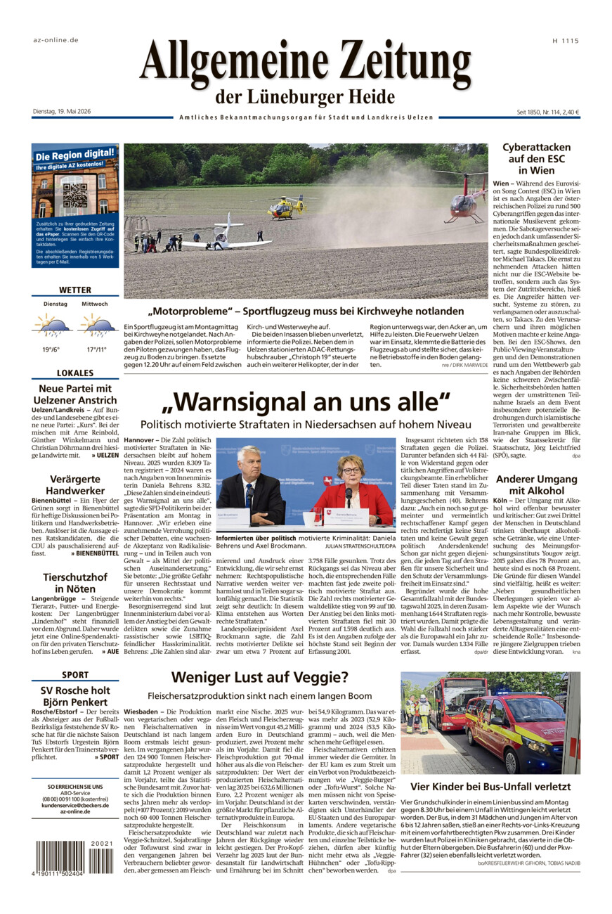 Allgemeine Zeitung vom Dienstag, 19.05.2026