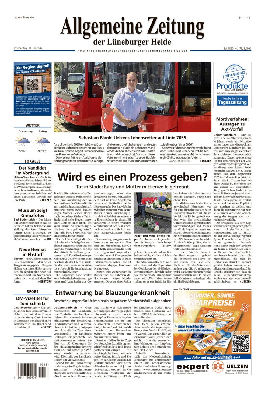 Allgemeine Zeitung vom Donnerstag, 30.07.2026