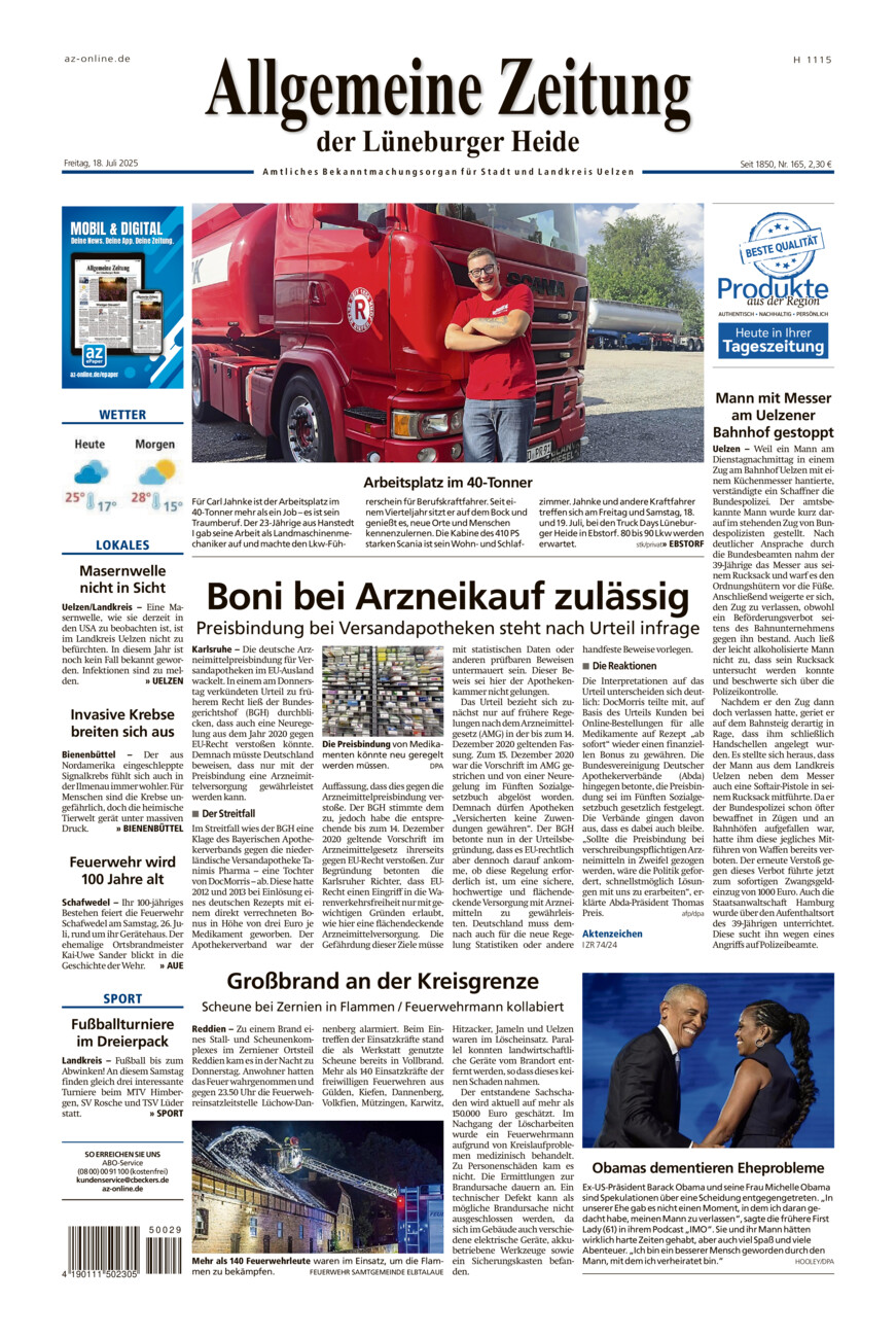 Allgemeine Zeitung vom Freitag, 18.07.2025