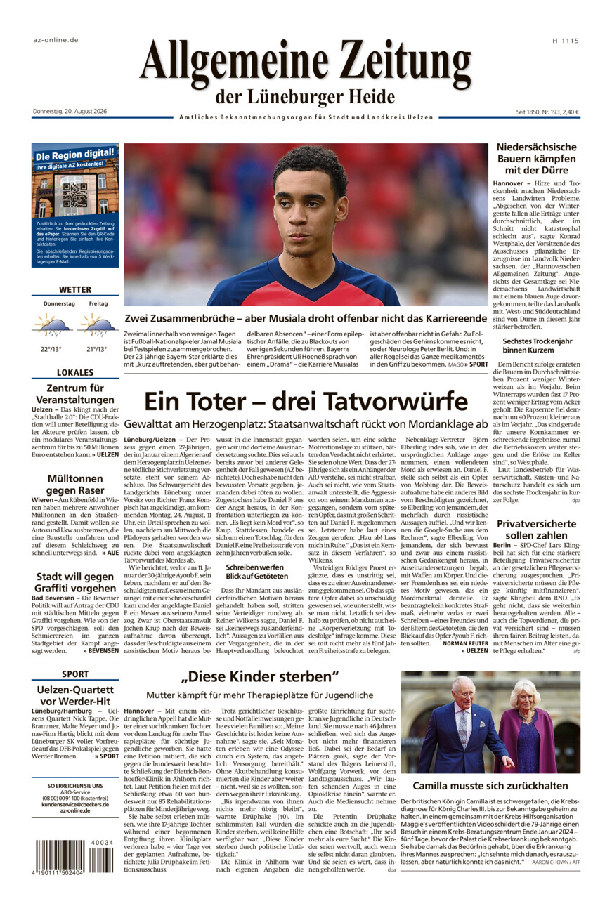 Allgemeine Zeitung vom Donnerstag, 20.08.2026