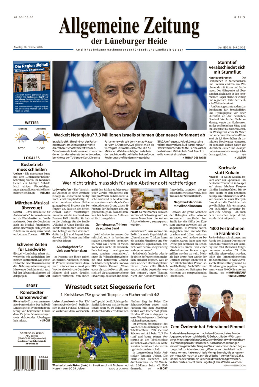 Allgemeine Zeitung vom Montag, 26.10.2026