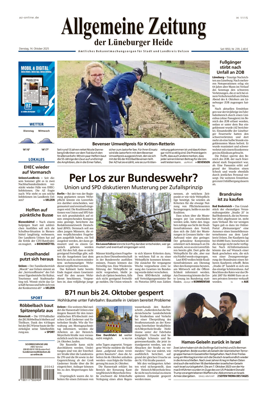 Allgemeine Zeitung vom Dienstag, 14.10.2025