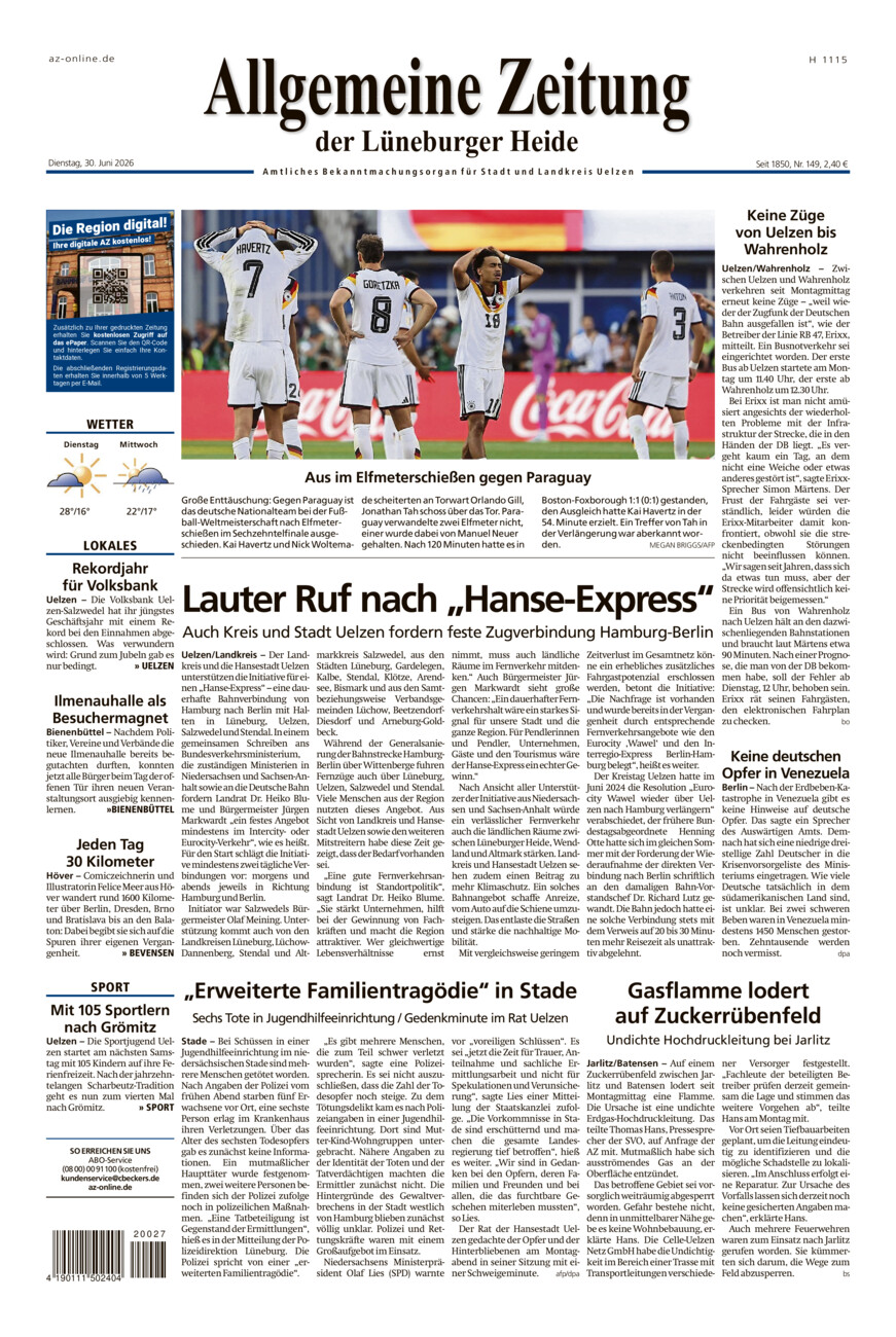 Allgemeine Zeitung vom Dienstag, 30.06.2026
