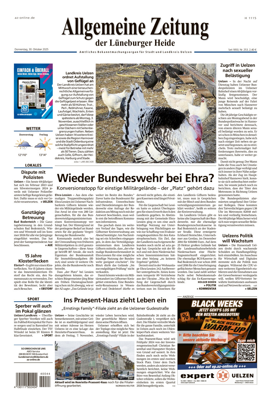 Allgemeine Zeitung vom Donnerstag, 30.10.2025