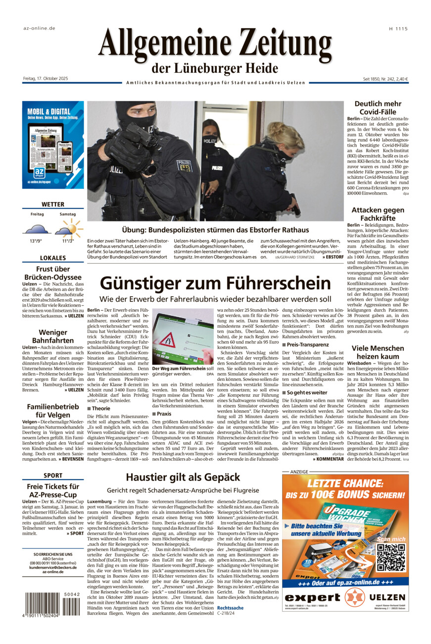 Allgemeine Zeitung vom Freitag, 17.10.2025
