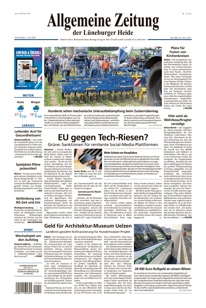 Allgemeine Zeitung vom Donnerstag, 05.06.2025