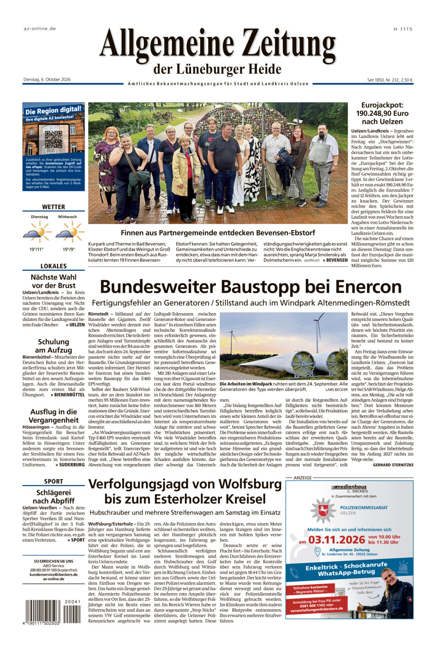 Allgemeine Zeitung vom Dienstag, 06.10.2026