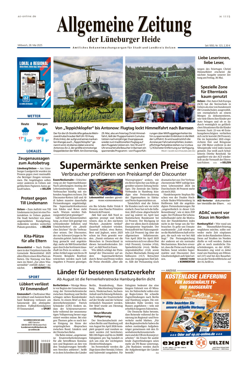 Allgemeine Zeitung vom Mittwoch, 28.05.2025