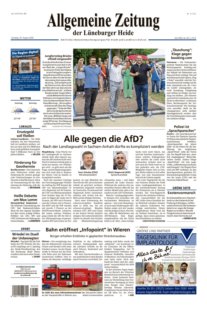 Allgemeine Zeitung vom Samstag, 29.08.2026