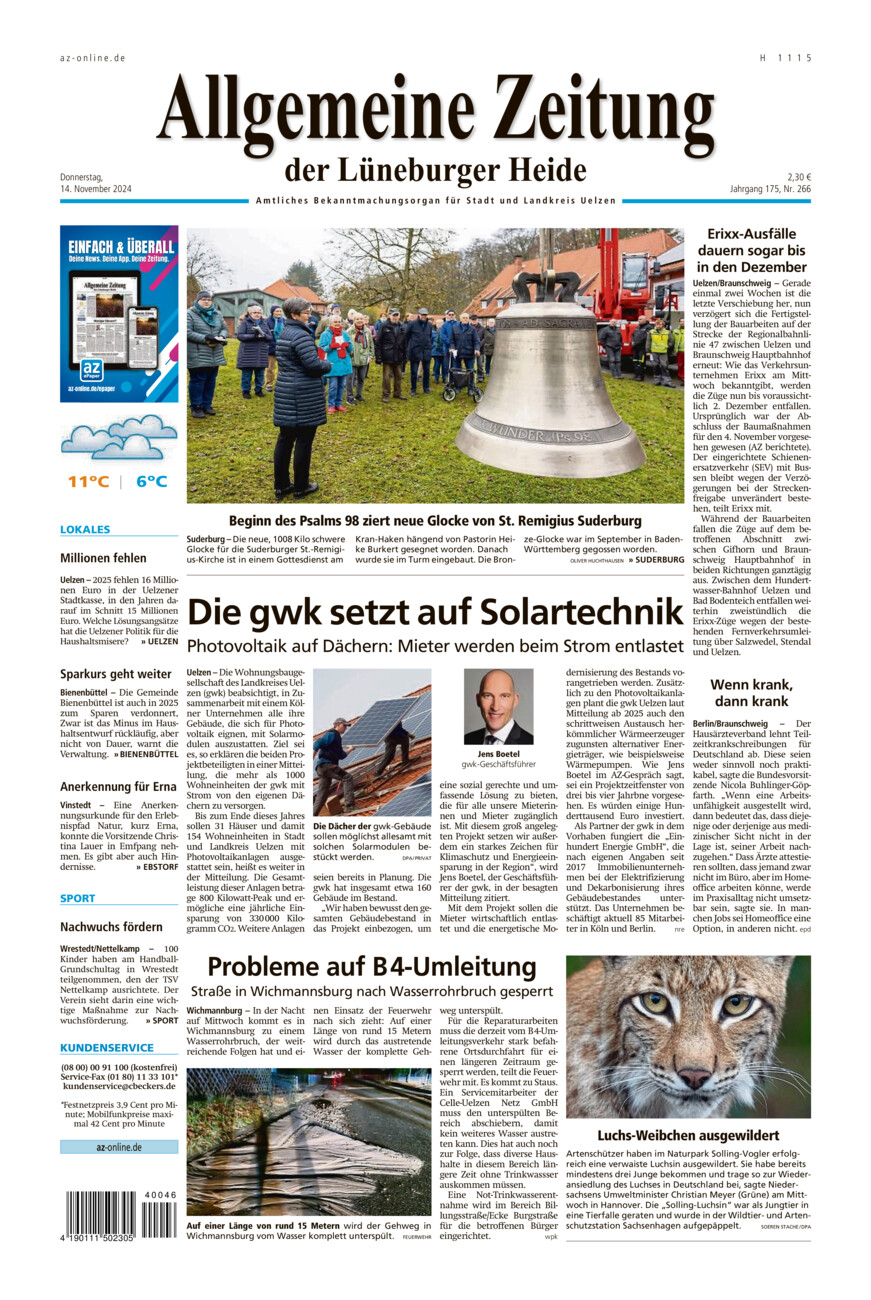 Allgemeine Zeitung vom Donnerstag, 14.11.2024