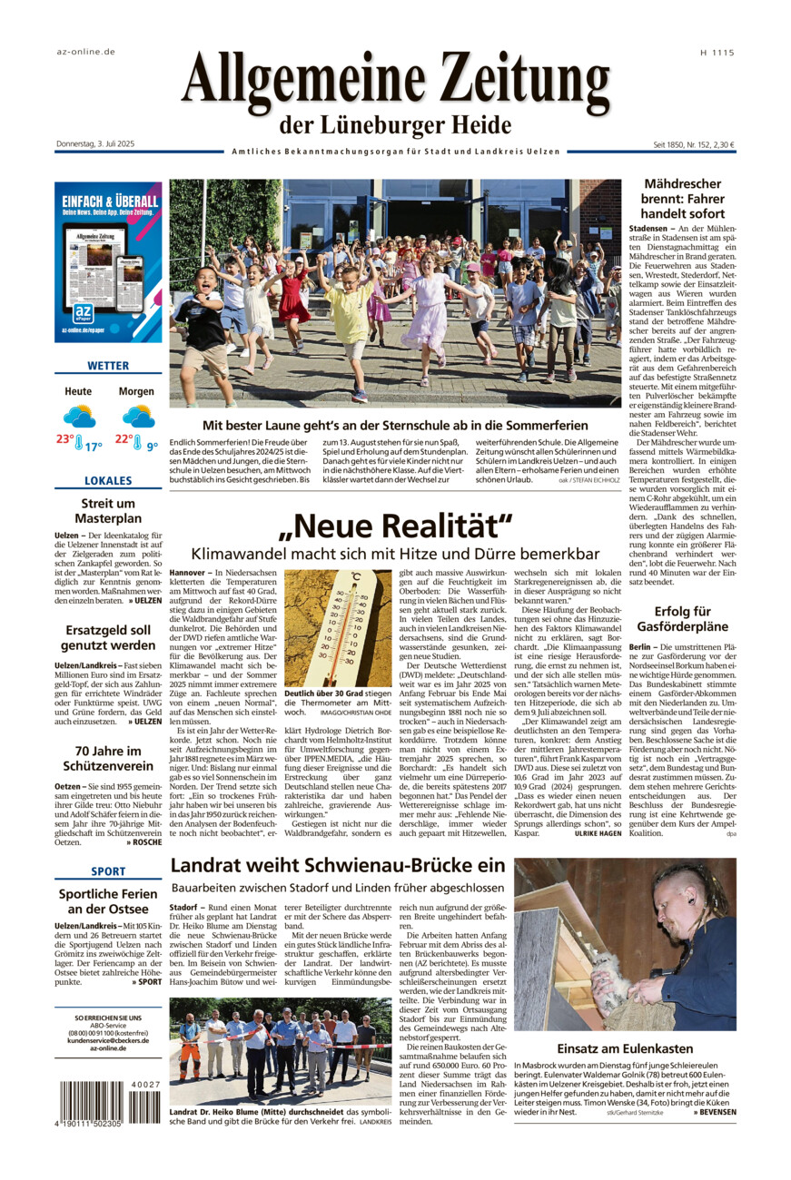 Allgemeine Zeitung vom Donnerstag, 03.07.2025