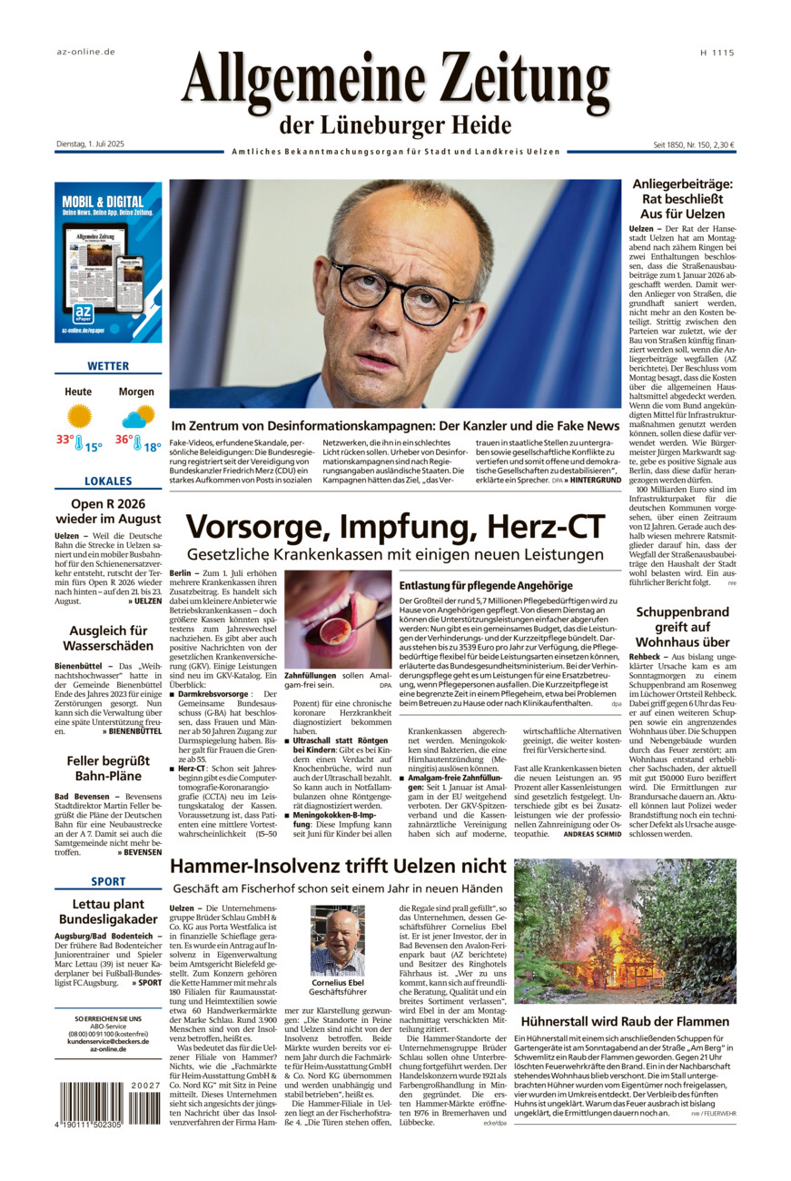 Allgemeine Zeitung vom Dienstag, 01.07.2025