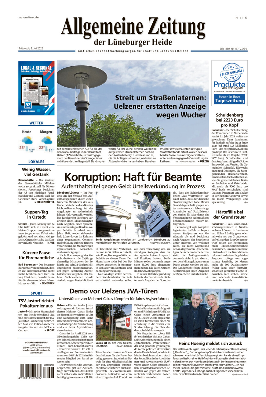 Allgemeine Zeitung vom Mittwoch, 09.07.2025