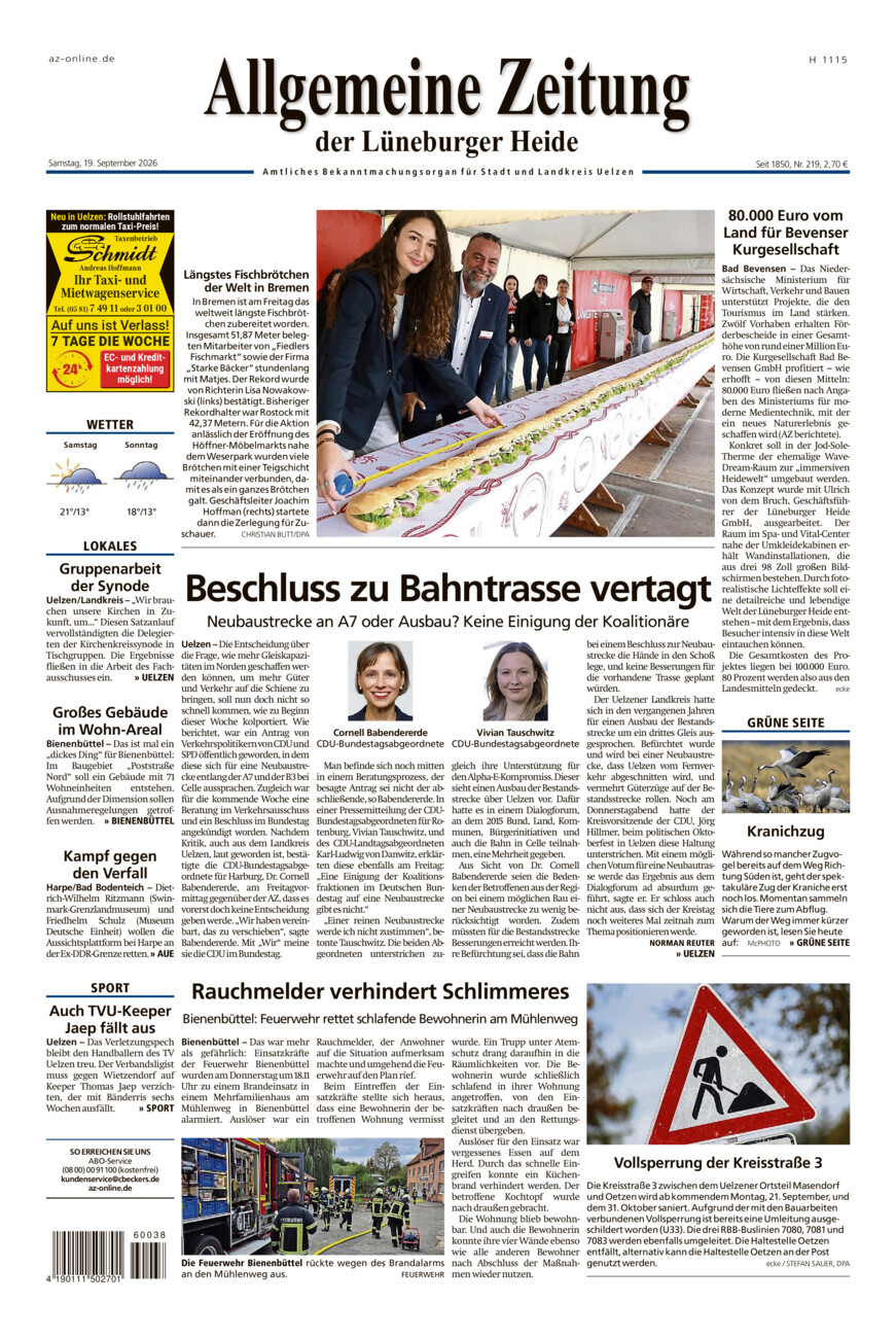 Allgemeine Zeitung vom Samstag, 19.09.2026