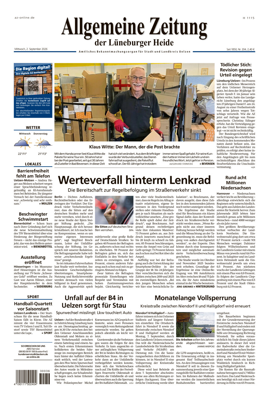 Allgemeine Zeitung vom Mittwoch, 02.09.2026