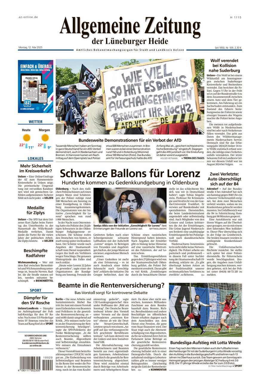 Allgemeine Zeitung vom Montag, 12.05.2025