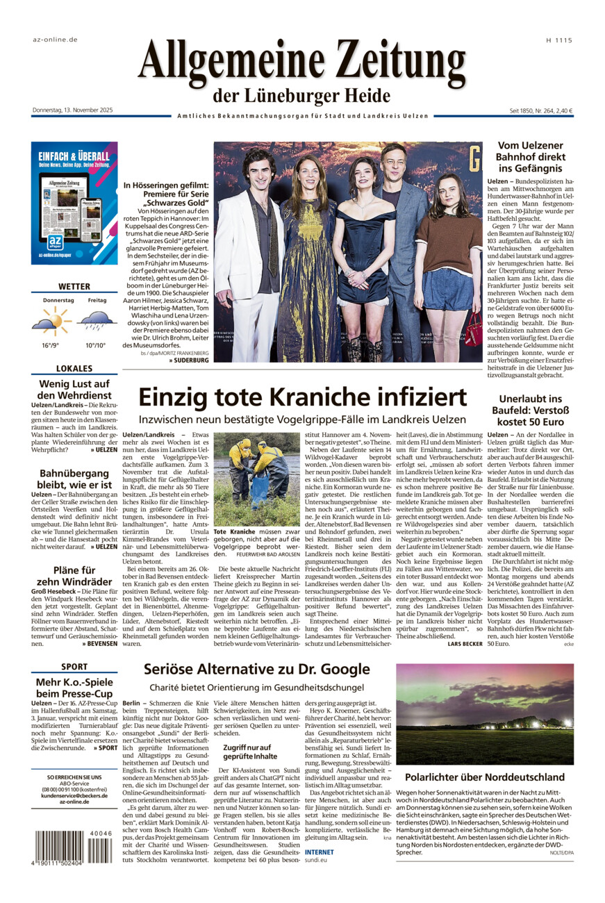 Allgemeine Zeitung vom Donnerstag, 13.11.2025