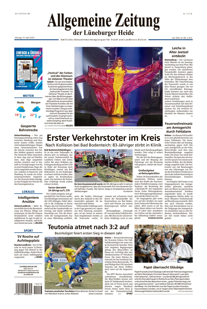 Allgemeine Zeitung vom Montag, 14.04.2025