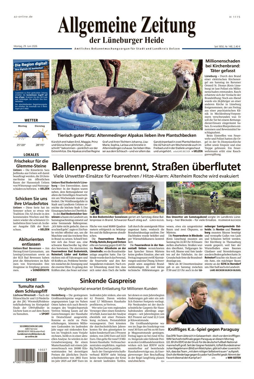 Allgemeine Zeitung vom Montag, 29.06.2026