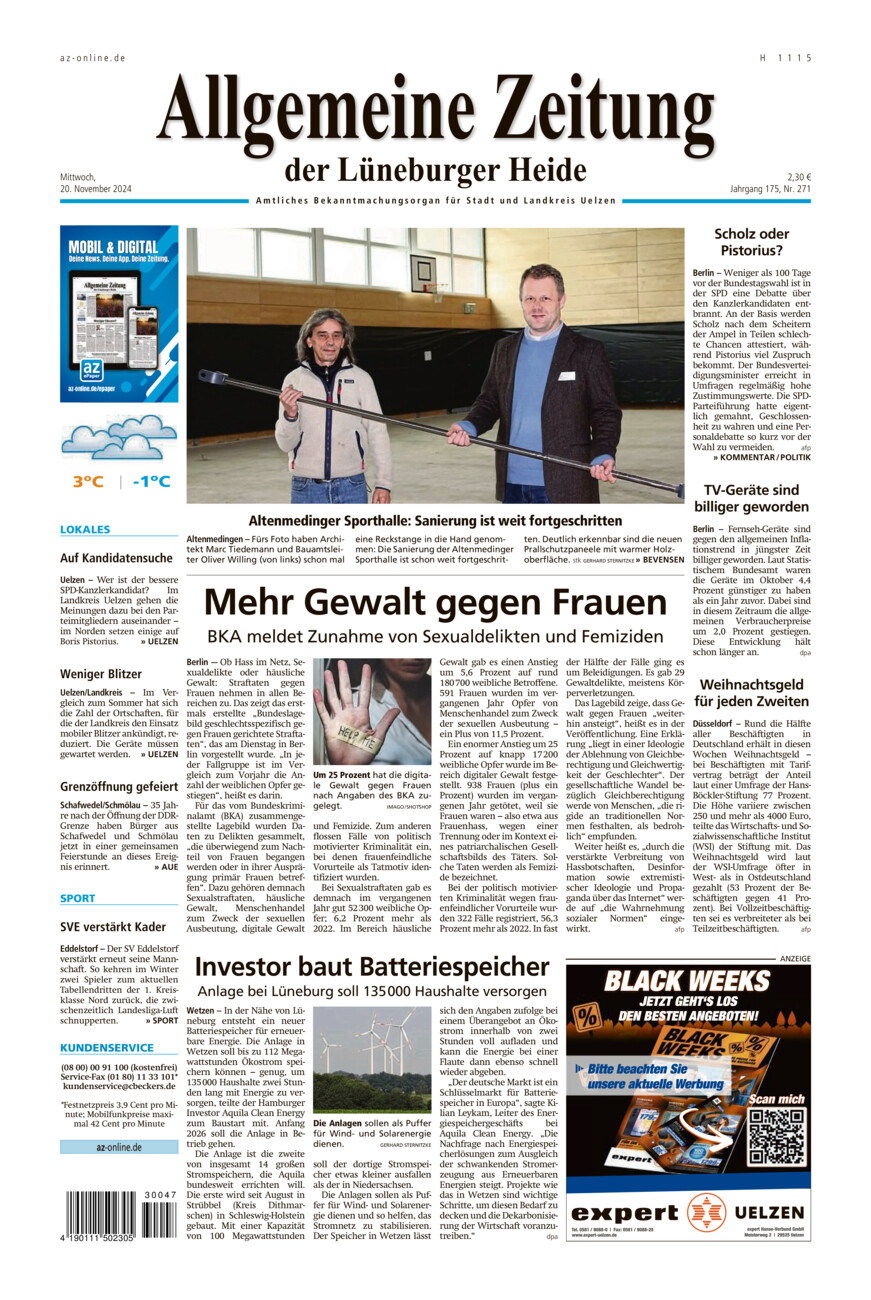 Allgemeine Zeitung vom Mittwoch, 20.11.2024