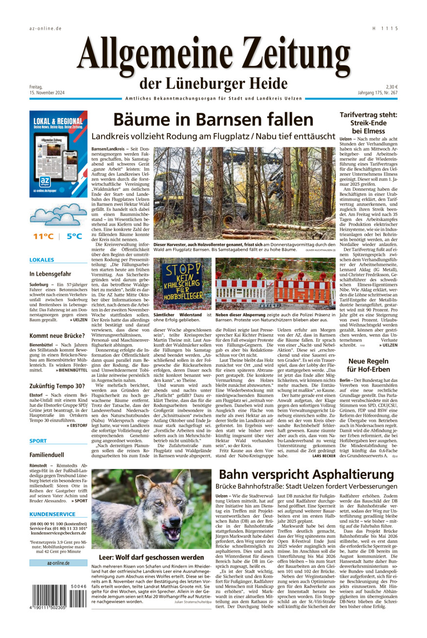 Allgemeine Zeitung vom Freitag, 15.11.2024