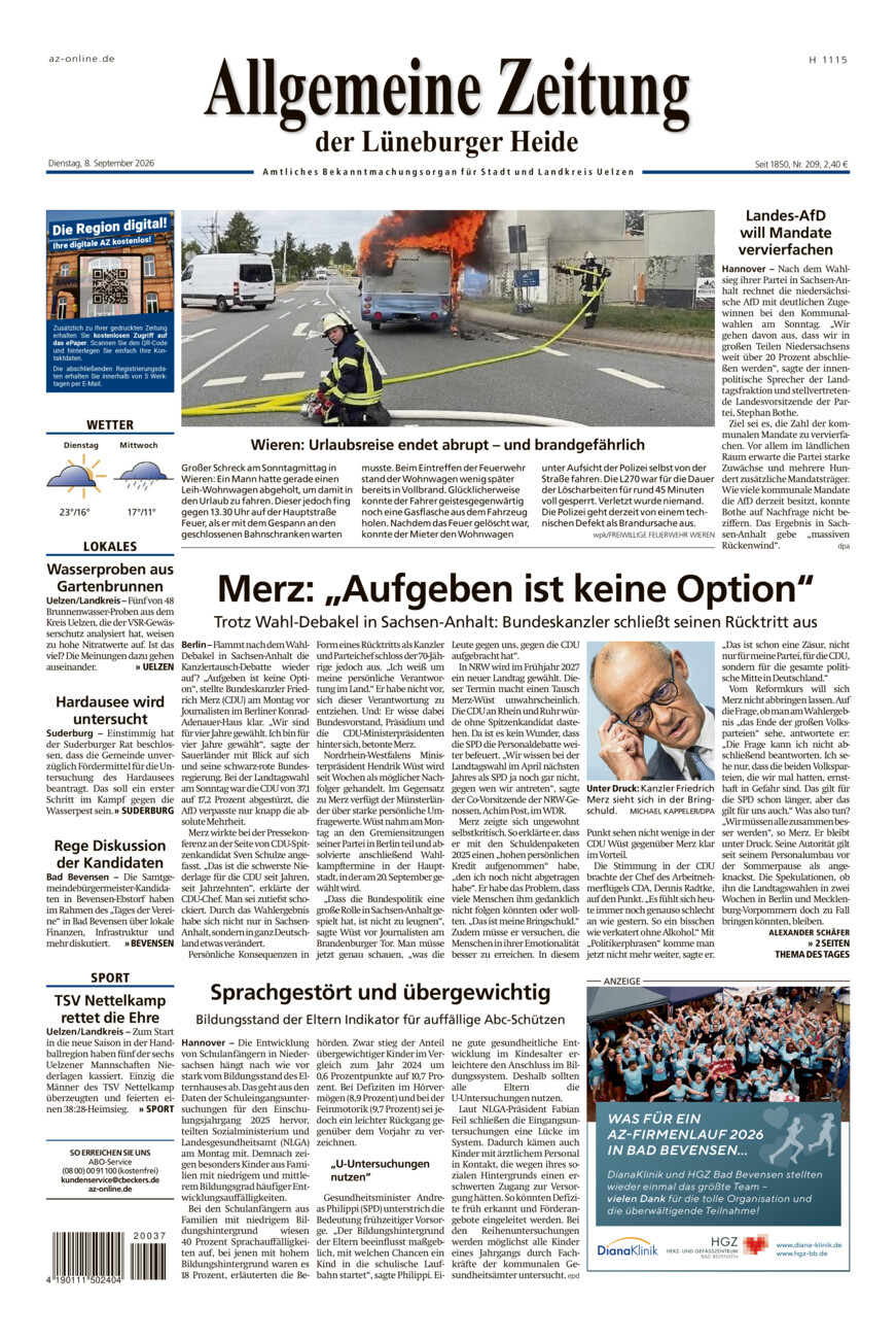 Allgemeine Zeitung vom Dienstag, 08.09.2026