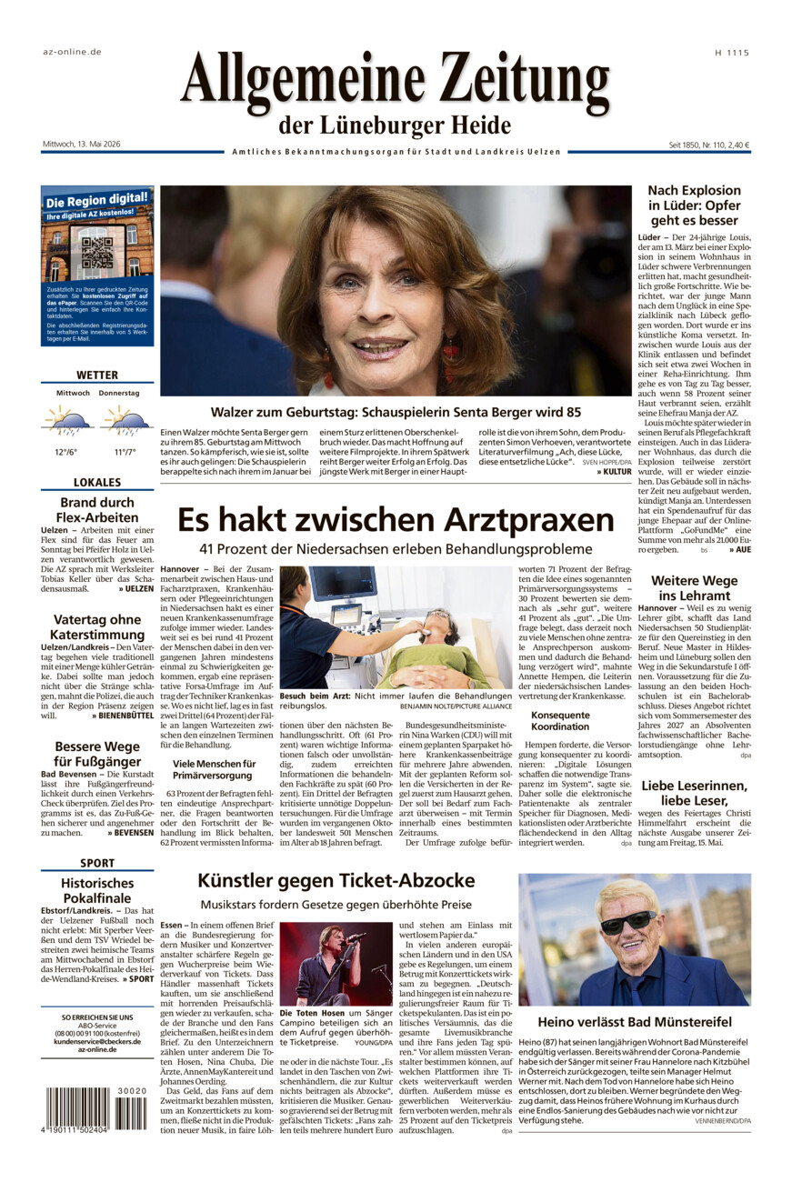 Allgemeine Zeitung vom Mittwoch, 13.05.2026