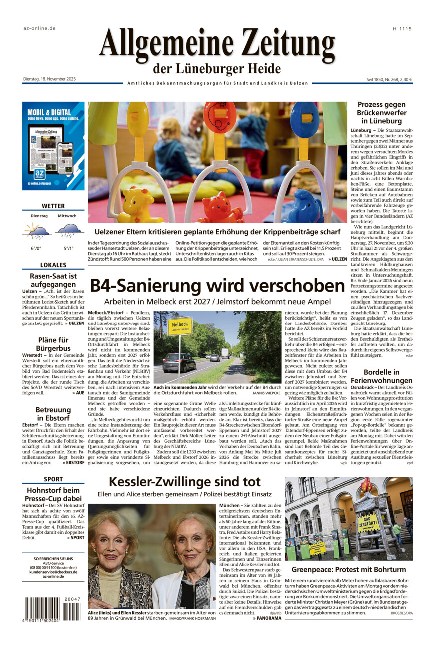 Allgemeine Zeitung vom Dienstag, 18.11.2025