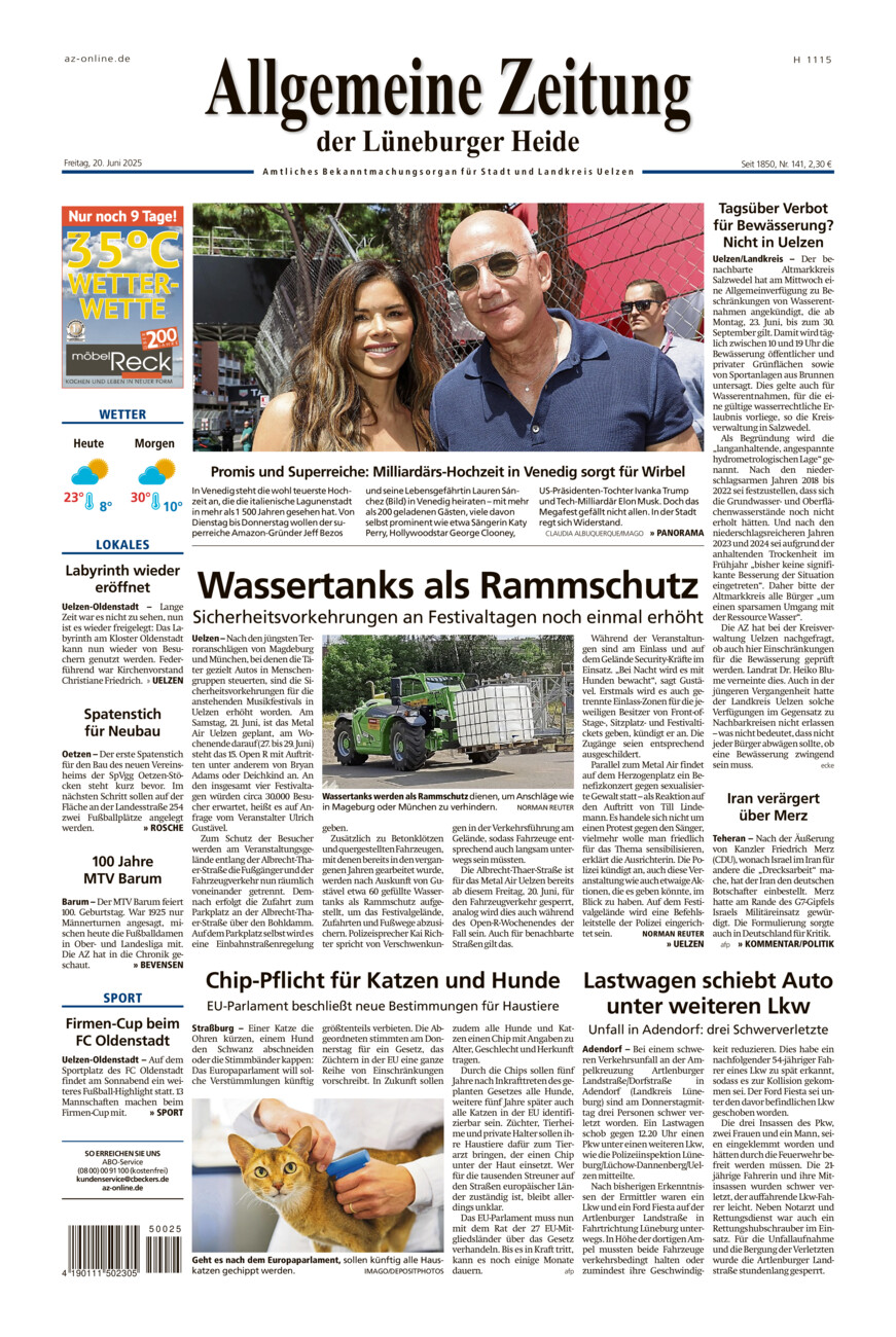 Allgemeine Zeitung vom Freitag, 20.06.2025