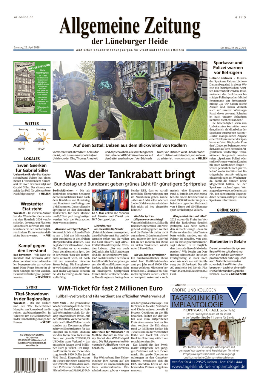 Allgemeine Zeitung vom Samstag, 25.04.2026