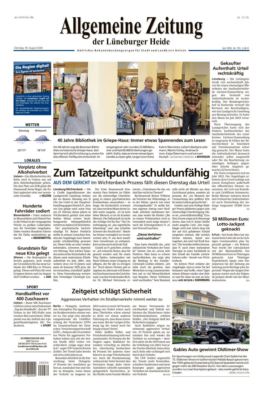 Allgemeine Zeitung vom Dienstag, 18.08.2026