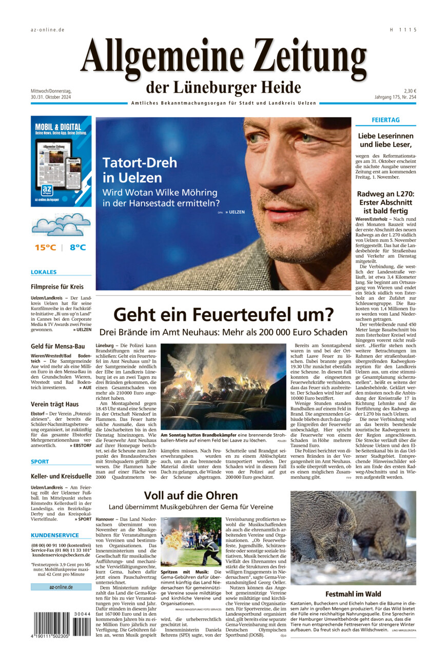 Allgemeine Zeitung vom Mittwoch, 30.10.2024